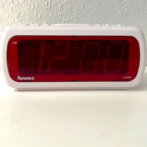 MCM Retro Alarm Clock LED Digital Snooze Red White Mod Vintage